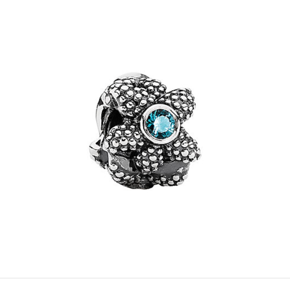 PANDORA retired starfish charm with teal CZ